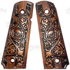 Pair of M1911 Wooden Pistol Grips  Hand Carved Ornate Decorative Design 1911 Co2