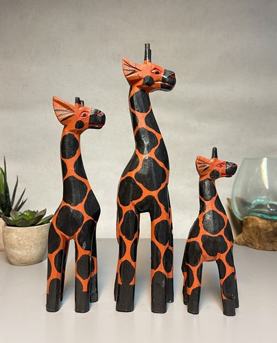 Wooden giraffe statues hand - giraffe,