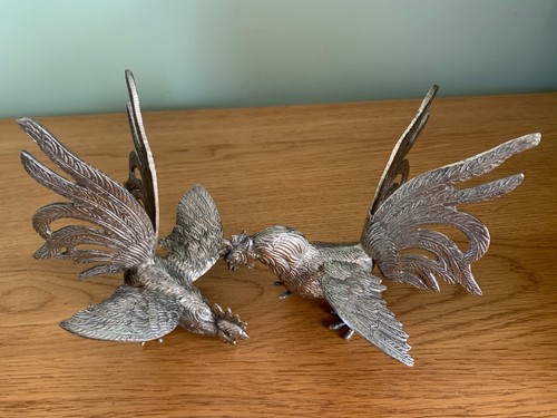 Vintage pair metal fighting - pair, of