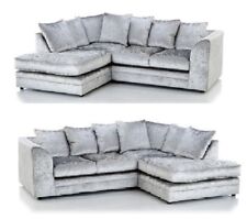 Crushed Velvet Sofa Corner Suite 3 2 Seater Swivel Armchair Silver Set Chairs