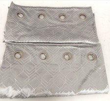 Grey Velour Geometric Eyelet Curtains 117x229cm/ 90" L x 46" W 100% Polyester