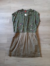 Miss By Captain Tortue Khaki Dress Floral Top With Plain Skirt BNWT UK18/20