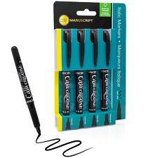 4 MANUSCRIPT CALLI CREATIVE BLACK ITALIC CALLIGRAPHY MARKER PENS ASSORTED NIBS