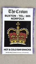 Matchbox label Pub The Crown Buxton Norfolk MU100