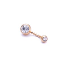 Surgical Steel Gold Belly Bar Navel Bar Belly Navel Button Ring Double Crystal