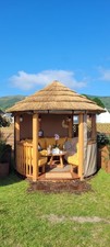 Round wooden gazebo with
