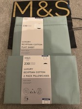 M&S Egyptian cotton 230 thread count Super King Size flat sheet & Pillowcases