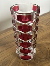 J.G.Durand Luminarc Ruby Red Glass Vase Windsor Rubis 7 “High, Made In France