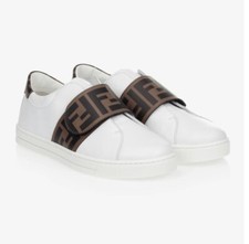FENDI Teen White Leather FF