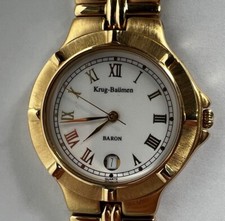 Krug Baumen Baron Gents Dress Watch Swiss Made Gold coloured/plated 4959KM Boxed