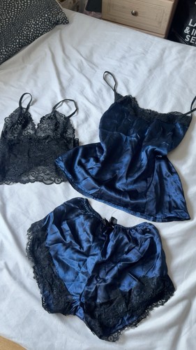 Women blue black satin - women's, &