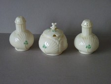 BELLEEK. HARP SALT PEPPER AND