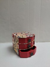 Jewellery Trinket Box with 3 Drawers Cardboard Decoupage Paper Storage Unit