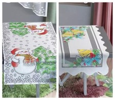 Christmas Painted Table Runner Snowmen , Christmas Bells