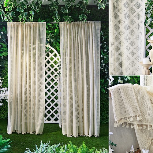Lace cream boho window sheer - lace,