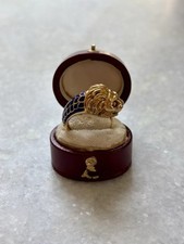 18ct Gold and Enamel Lion Chimera Vintage Ring