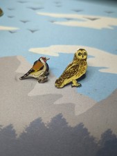 RSPB Bird Pin Badges Finch Owl Metal