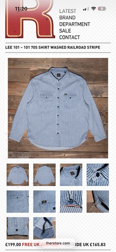Lee 101 railroad shirt large