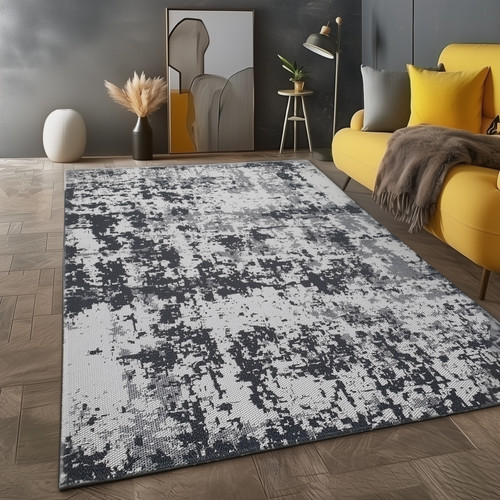 Grey black cotton - black, rug