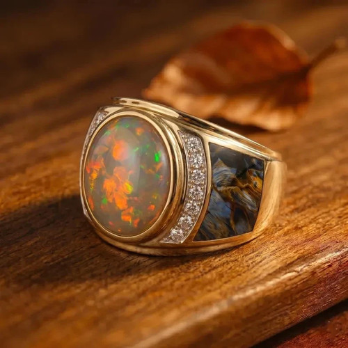 Men pietersite ring - ring, solid