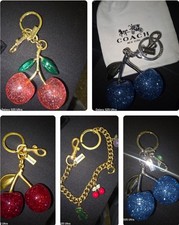 LARGE Coach Women Cherry Bag Charm KeyChain Glitter resin and metal Brass