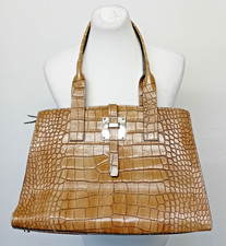 HOBBS Women's Light Brown Leather Mock Croc Large Underarm Shoulder Bag
