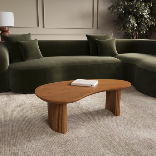 Curved mango wood coffee table - mango,