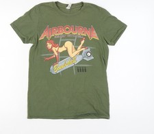 Gildan Men's Green Rock T-Shirt S, Airbourne Graphic, Cotton