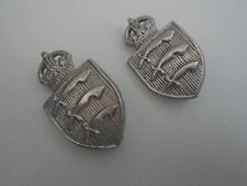 OBSOLETE WW2 ERA ESSEX CONSTABULARY KINGS CROWN COLLAR BADGES (Pair)
