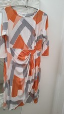 Tk Maxx Damart Summer White & Orange Patterned Dress Size 14