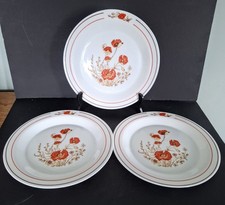 Vintage Arcopal 'Poppy' Dinner Plates  French Milk Glass, 1970s 10.25" 