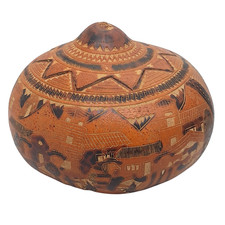 Peru Hand Carved Gourd Pot