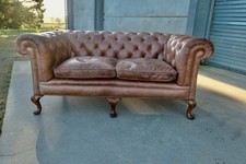 Leather 2 Seater Library Chesterfield Settee