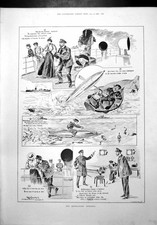 Old Antique Print Refractory Torpedo Comic Sketches Course Torpedo 1899 19th