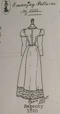 1:12 Vintage MINATURE Doll Pattern~EMANJAY~1820 REGENCY  Gown  #2121