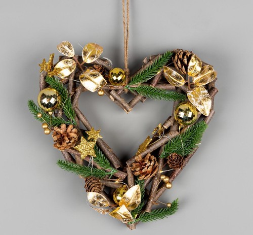 Prelit heart wreath 30cm - prelit,