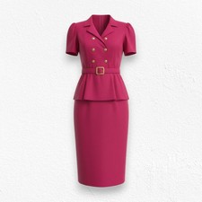 Vintage 80s Red Belted Peplum