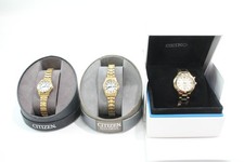 Ladies Seiko/Citizen Kinetic/Eco-Drive Watches With Box Quartz Untested x 3