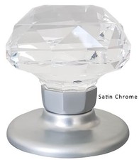 Door Knobs Crystal Glass Mortice Concealed Price Per Pair - Satin Chrom Finish