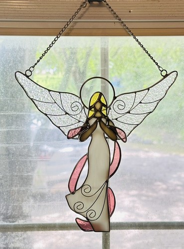 Stained glass praying angel - praying,
