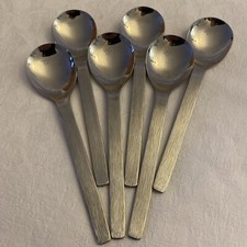 Viners Sheffield Sable 6 Soup spoons 18cms Vintage Stainless Steel. 1960's