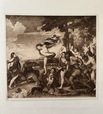 Antique Art Print Bacchus & Ariadne by Titian c1901 | Sepia National Gallery