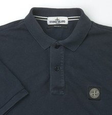 Stone Island Box Logo Polo Shirt Mens Size XL Regular Fit Short Sleeve Navy Blue