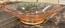Pink Depression Glass 10 inch Floral Etch Pedestal Bowl