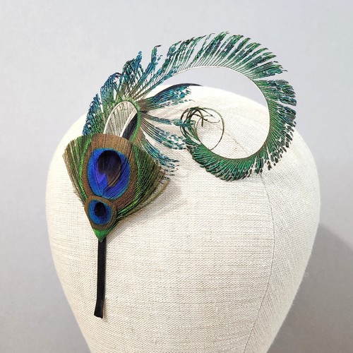 Peacock feather fascinator - peacock,