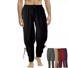 Medieval Long Pants for Men Viking Pants Renaissance Lace Up Bandage Trousers