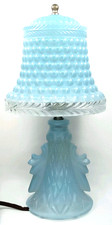 Art Deco Boudoir Lamp Frosted Blue Glass Hobnail 1920s