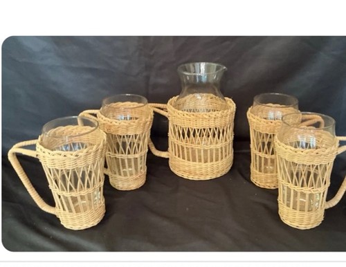 Vtg tiki bar - set, wicker