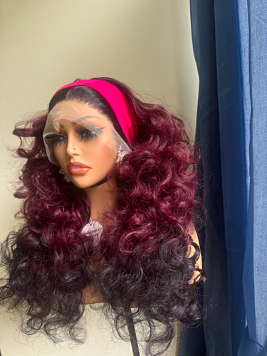 Women lace front - wig, curly