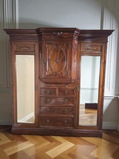An Antique Early 20th Century High Quality Mahogany Triple Wardrobe Delivery Ava